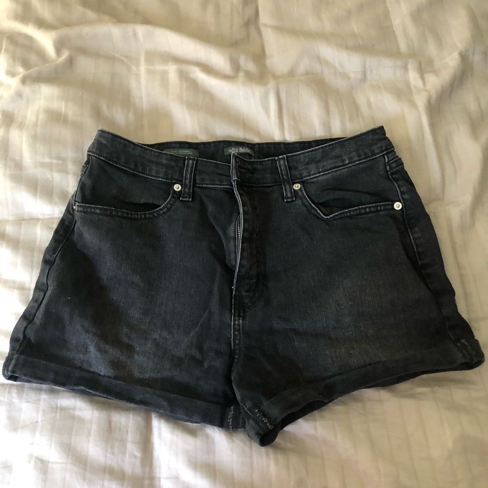Black denim shorts